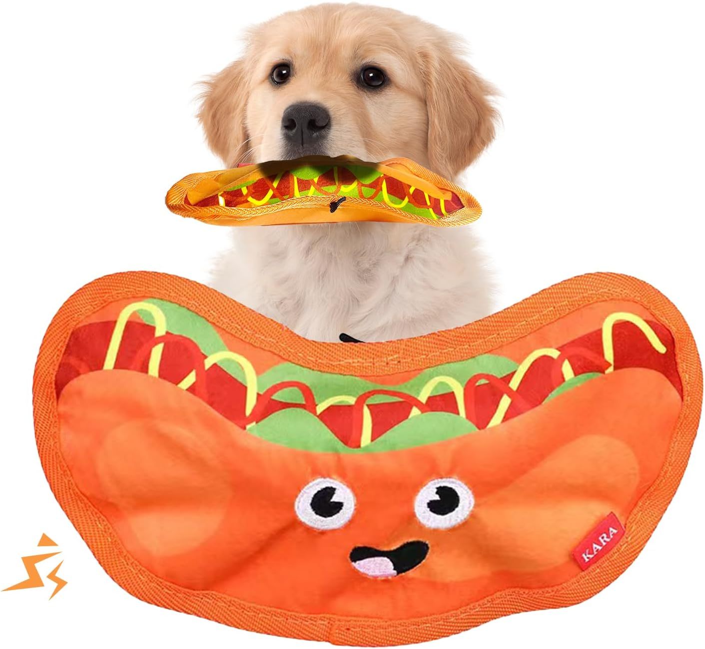 Hamburger Crinkle Squeaky Dog Toy – Durable No-Stuffing Chew Toy for Puppies & Small, Medium, Large Dogs
