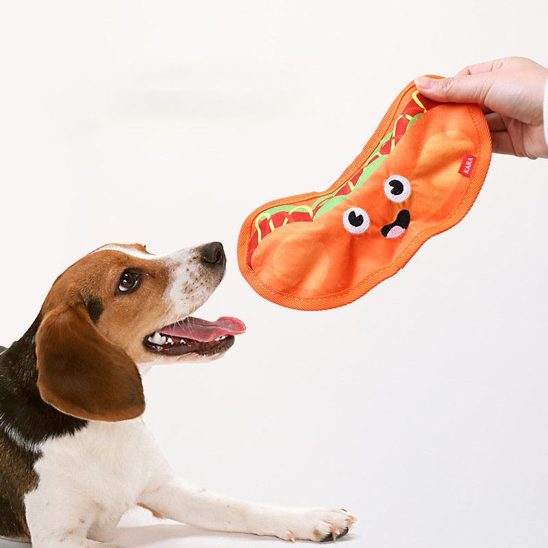 Hamburger Crinkle Squeaky Dog Toy – Durable No-Stuffing Chew Toy for Puppies & Small, Medium, Large Dogs