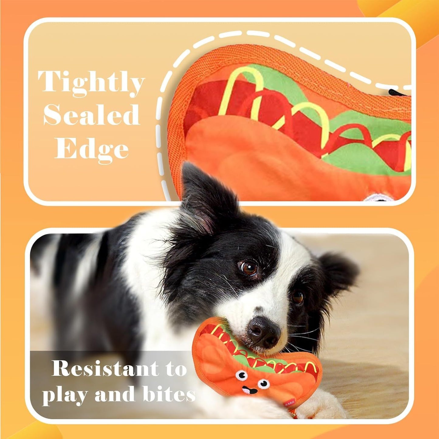 Hamburger Crinkle Squeaky Dog Toy – Durable No-Stuffing Chew Toy for Puppies & Small, Medium, Large Dogs