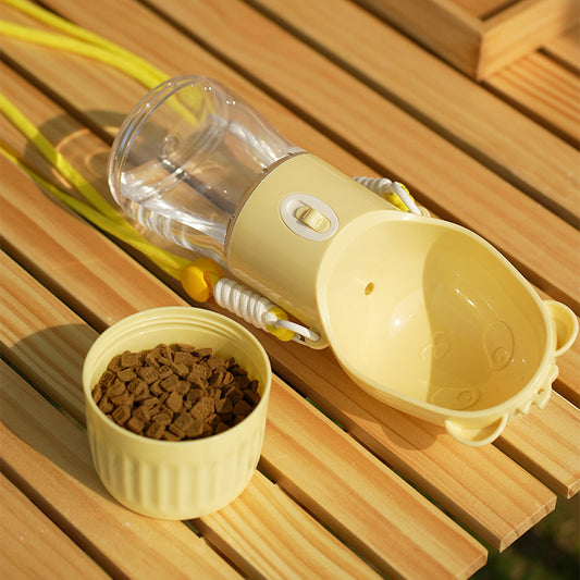 2-in-1 Portable Dog & Cat Water Bottle – 380-500ml Leak-Proof Outdoor Drinking Bowl with Food Container for Puppies & Small to Large Dogs